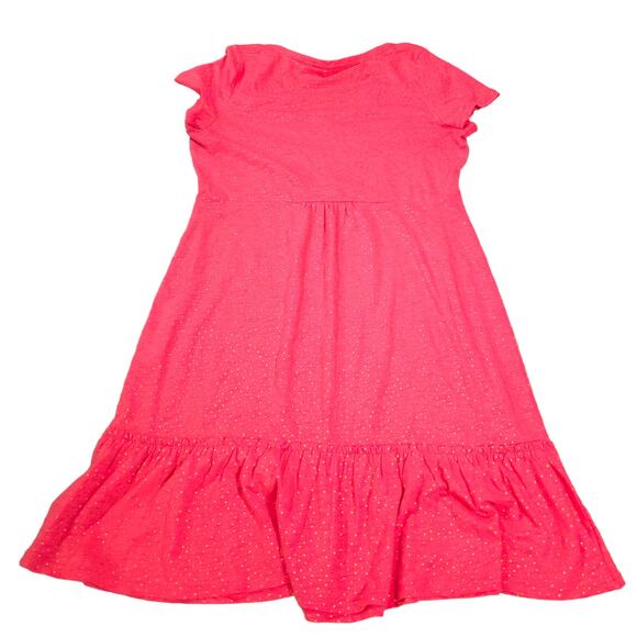 Boden Gold Metallic Polka Dot Short Sleeve Dress Women Size 12R Peplum Tiered - Picture 2 of 9